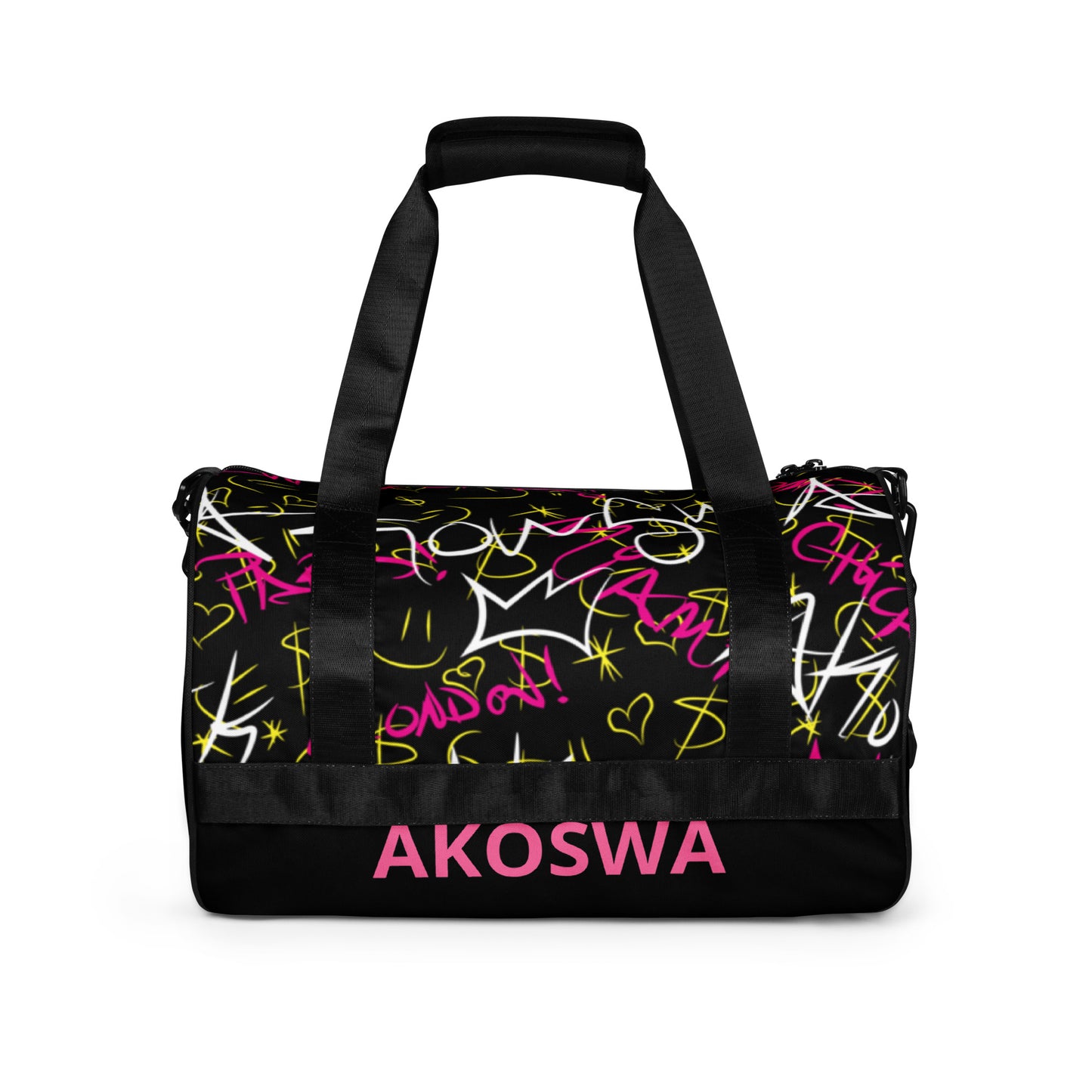 AKOSWA All-over Graffiti Print Gym Bag