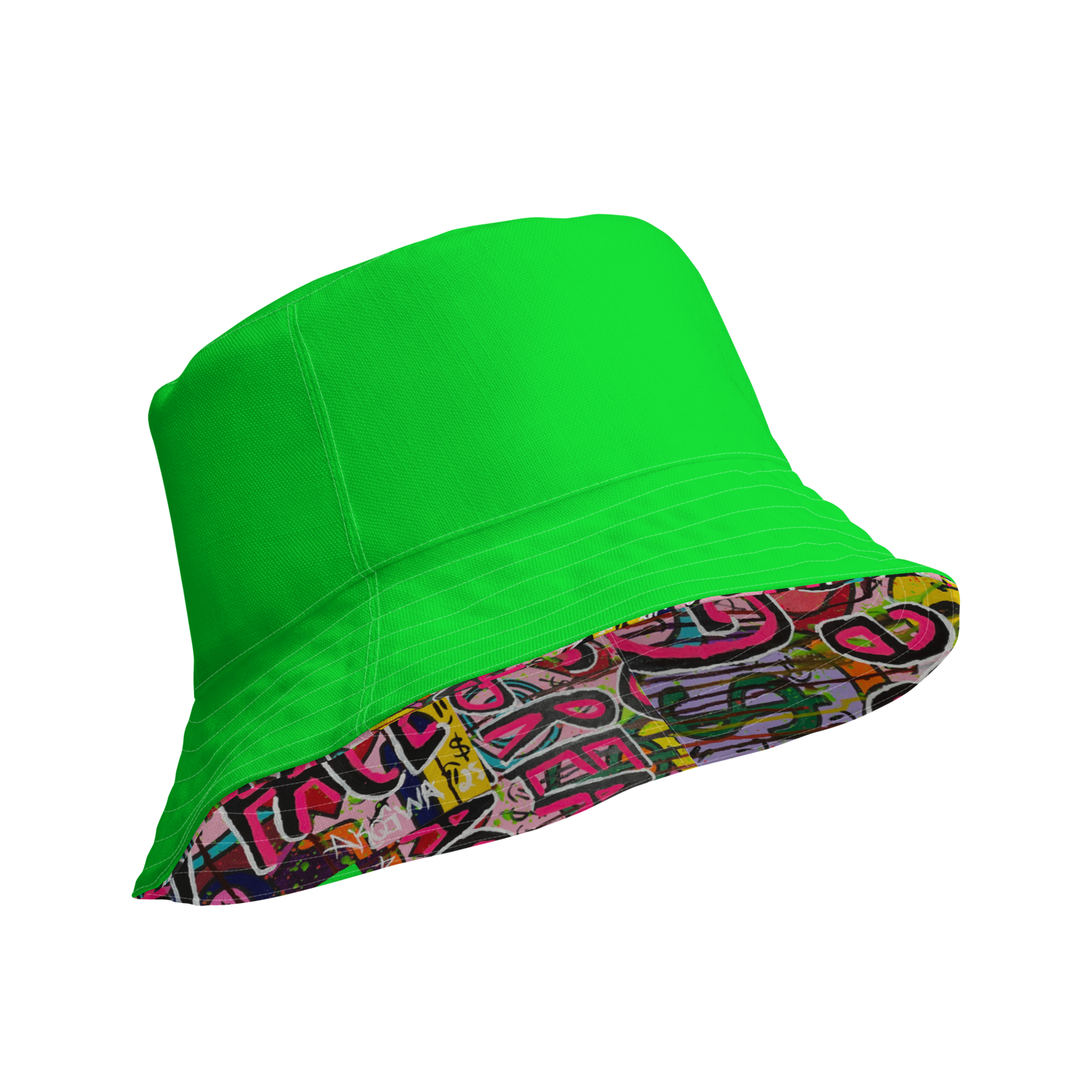 GO BE GREAT IN THEY FACE Green Reversible bucket hat