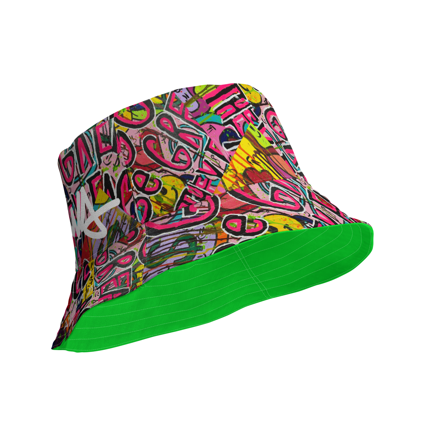 GO BE GREAT IN THEY FACE Green Reversible bucket hat